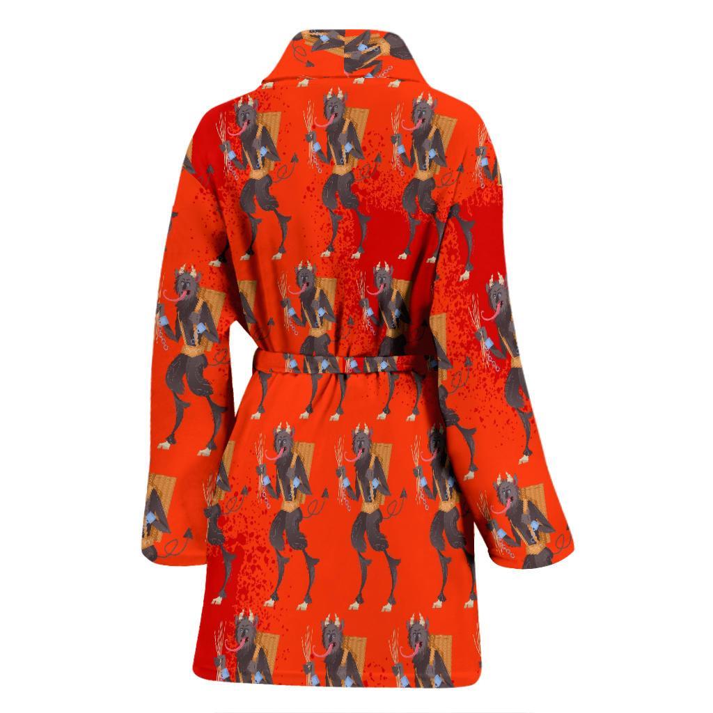 Krampus Pattern Print Women Long Robe-grizzshop