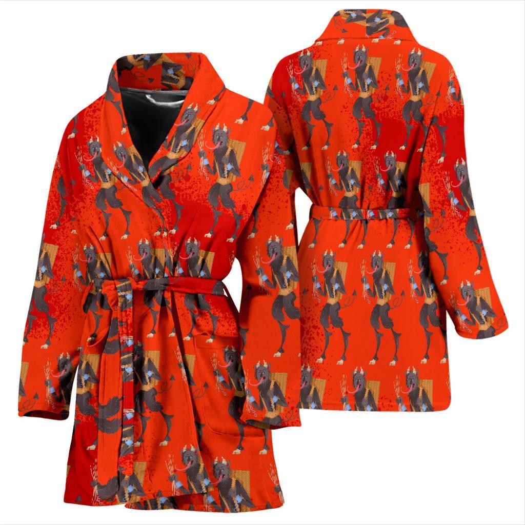 Krampus Pattern Print Women Long Robe-grizzshop