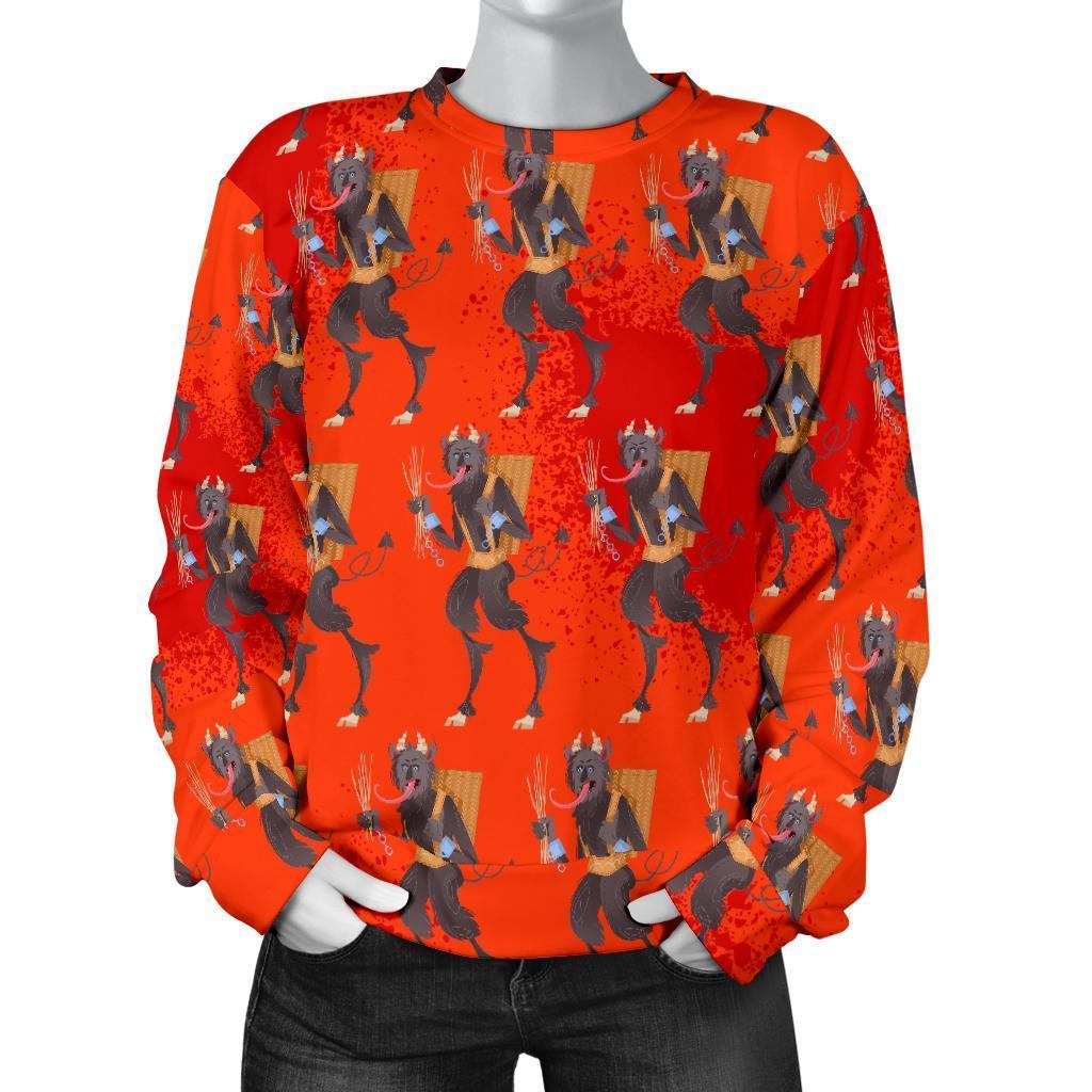 Krampus Pattern Print Women's Sweatshirt-grizzshop