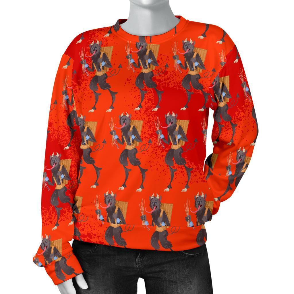 Krampus Pattern Print Women's Sweatshirt-grizzshop