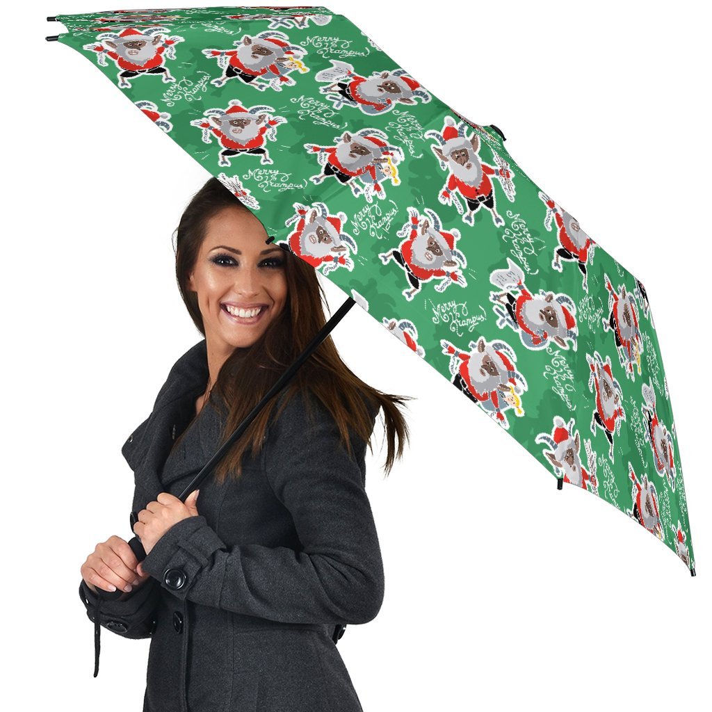 Krampus Print Pattern Automatic Foldable Umbrella-grizzshop