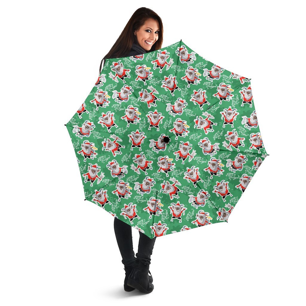 Krampus Print Pattern Automatic Foldable Umbrella-grizzshop