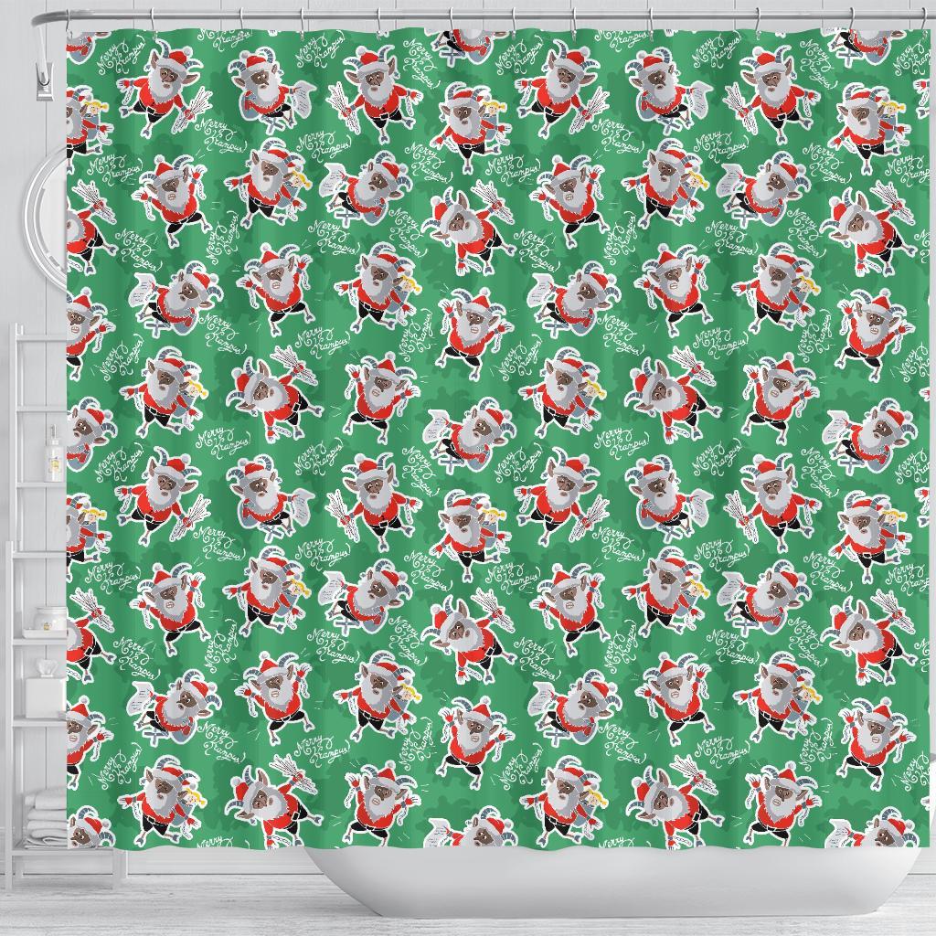 Krampus Print Pattern Bathroom Shower Curtain-grizzshop