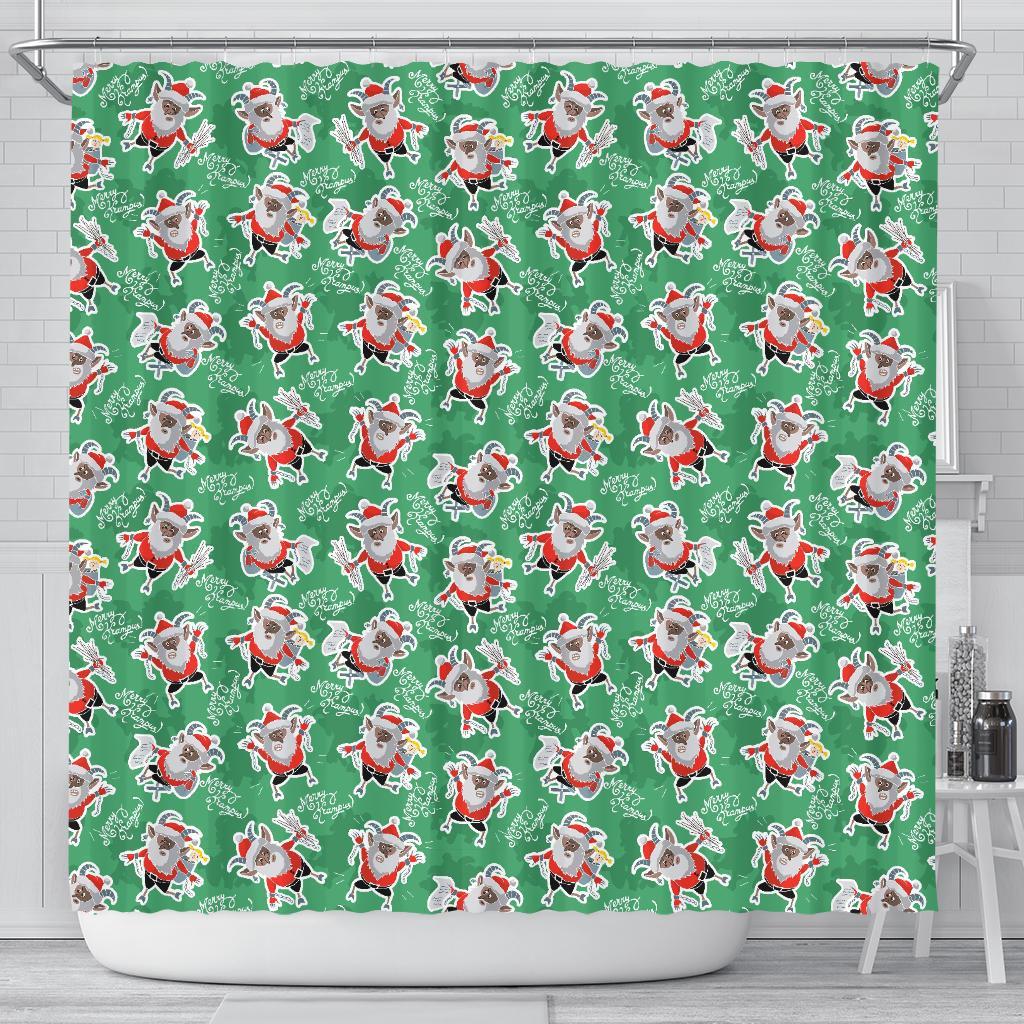 Krampus Print Pattern Bathroom Shower Curtain-grizzshop