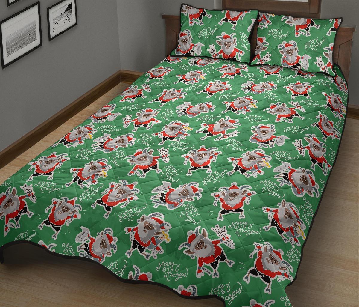 Krampus Print Pattern Bed Set Quilt-grizzshop