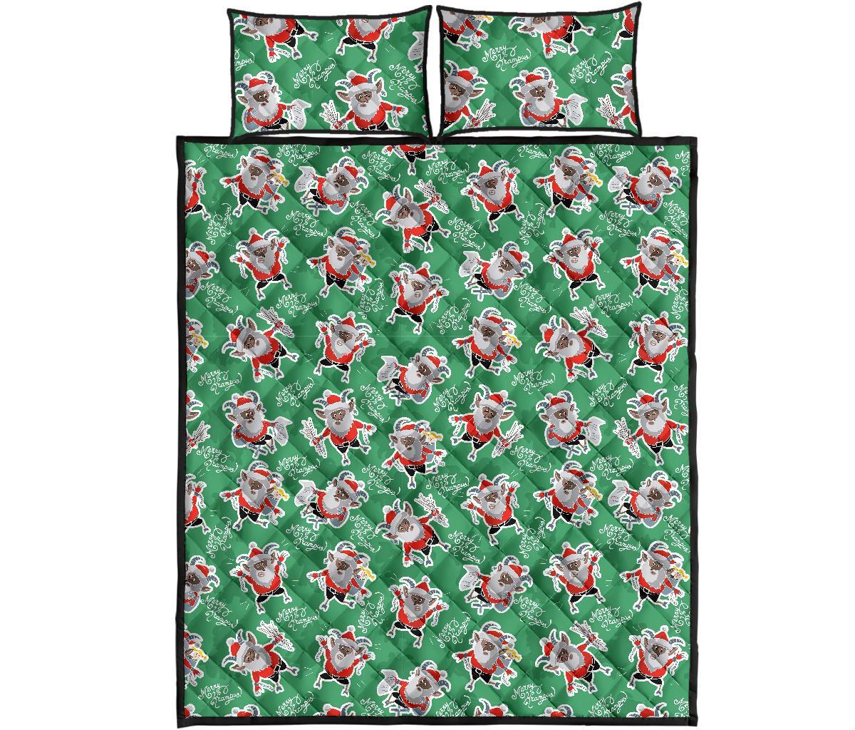 Krampus Print Pattern Bed Set Quilt-grizzshop