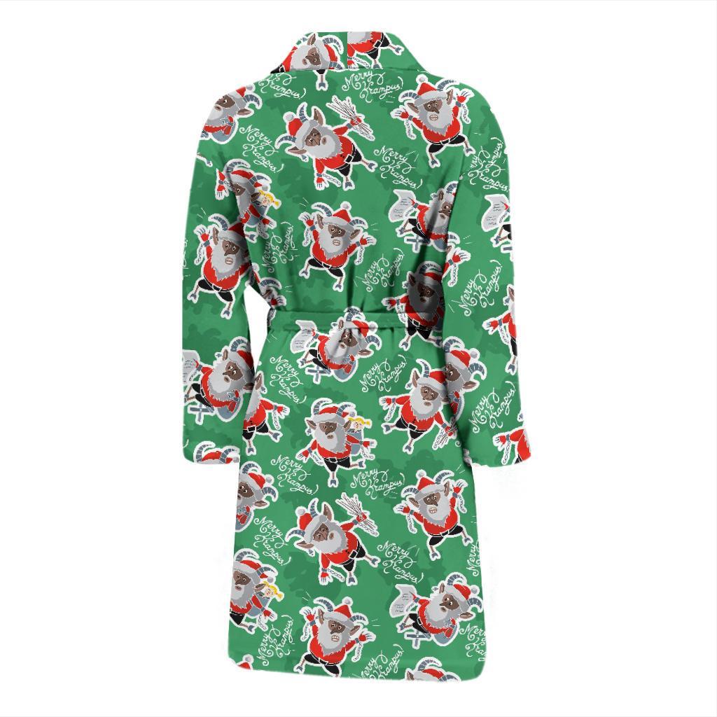 Krampus Print Pattern Men Long Robe-grizzshop