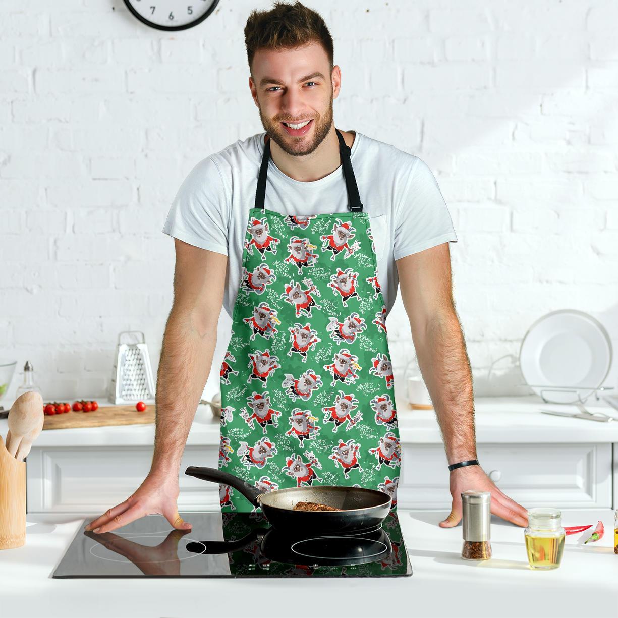 Krampus Print Pattern Men's Apron-grizzshop