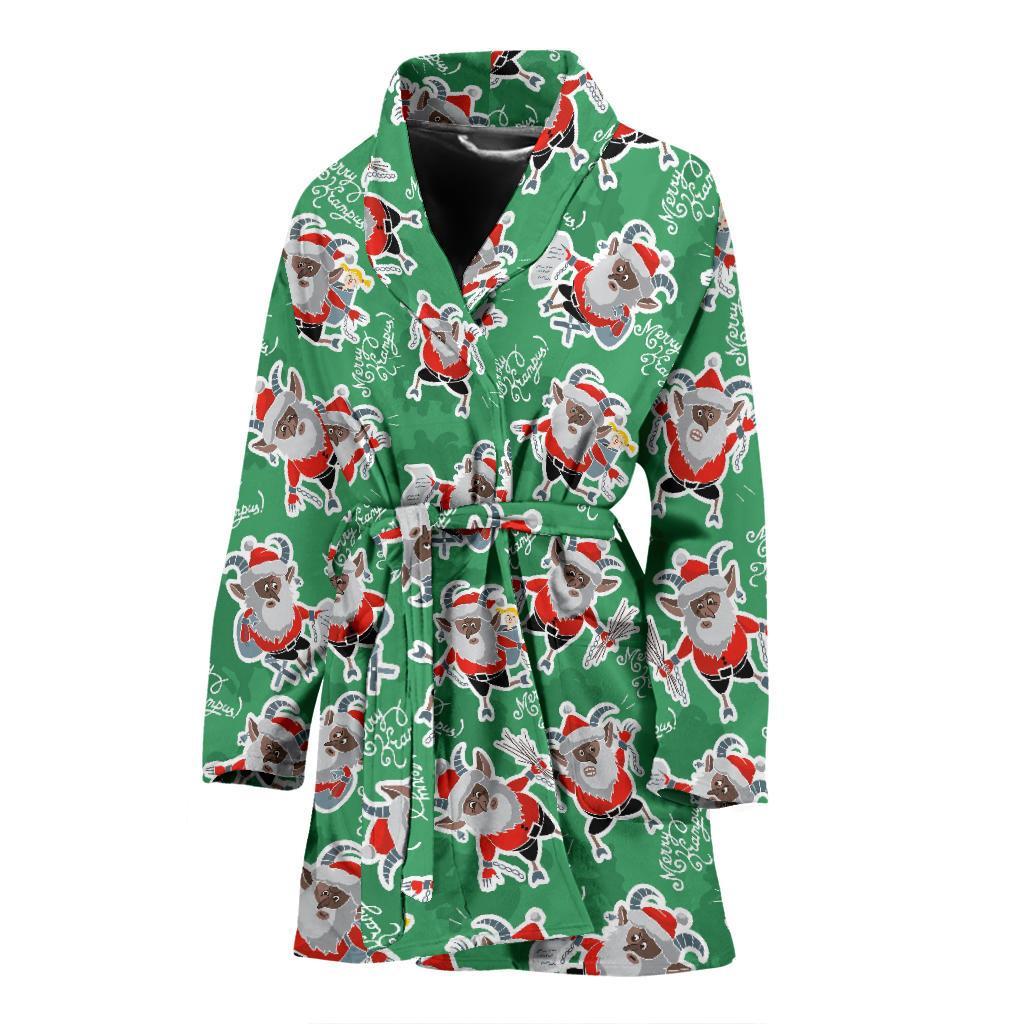 Krampus Print Pattern Women Long Robe-grizzshop