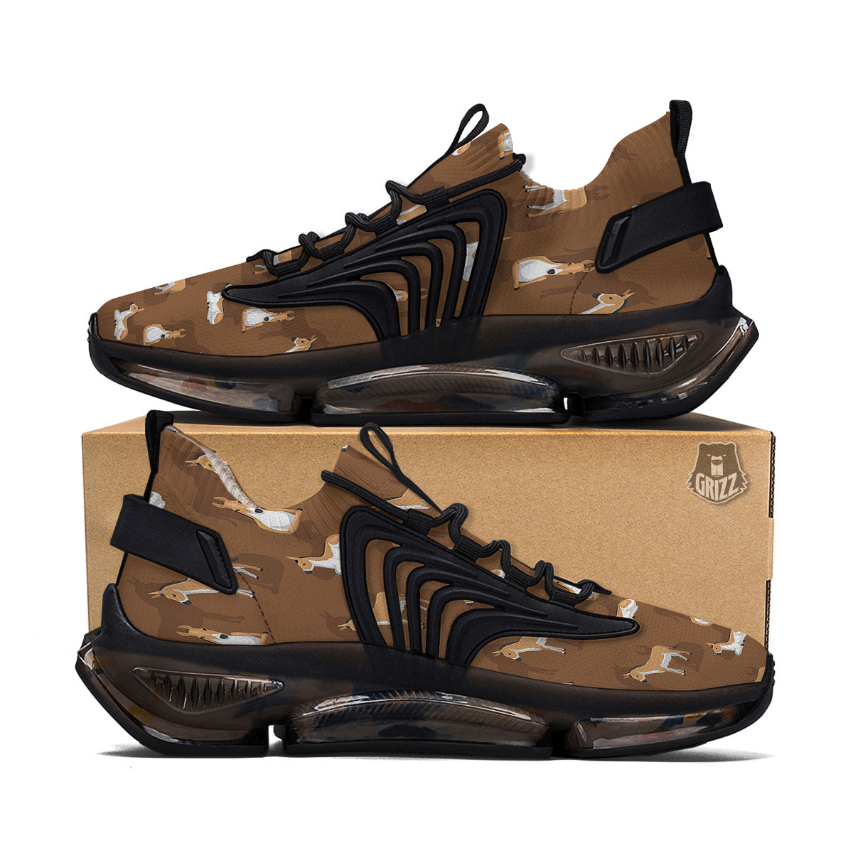 Kulan Donkey Cartoon Print Pattern Black Gym Shoes-grizzshop