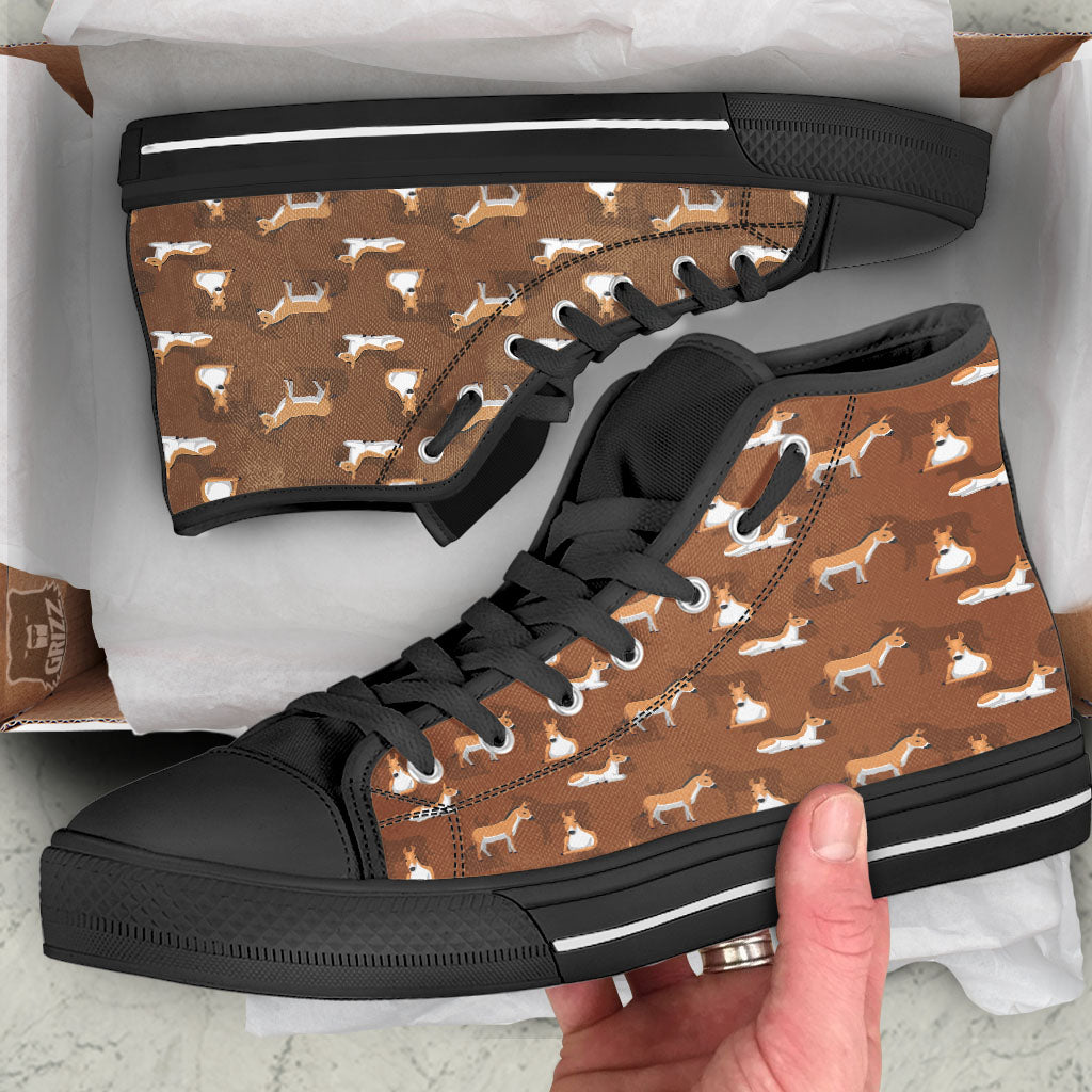 Kulan Donkey Cartoon Print Pattern Black High Top Shoes-grizzshop