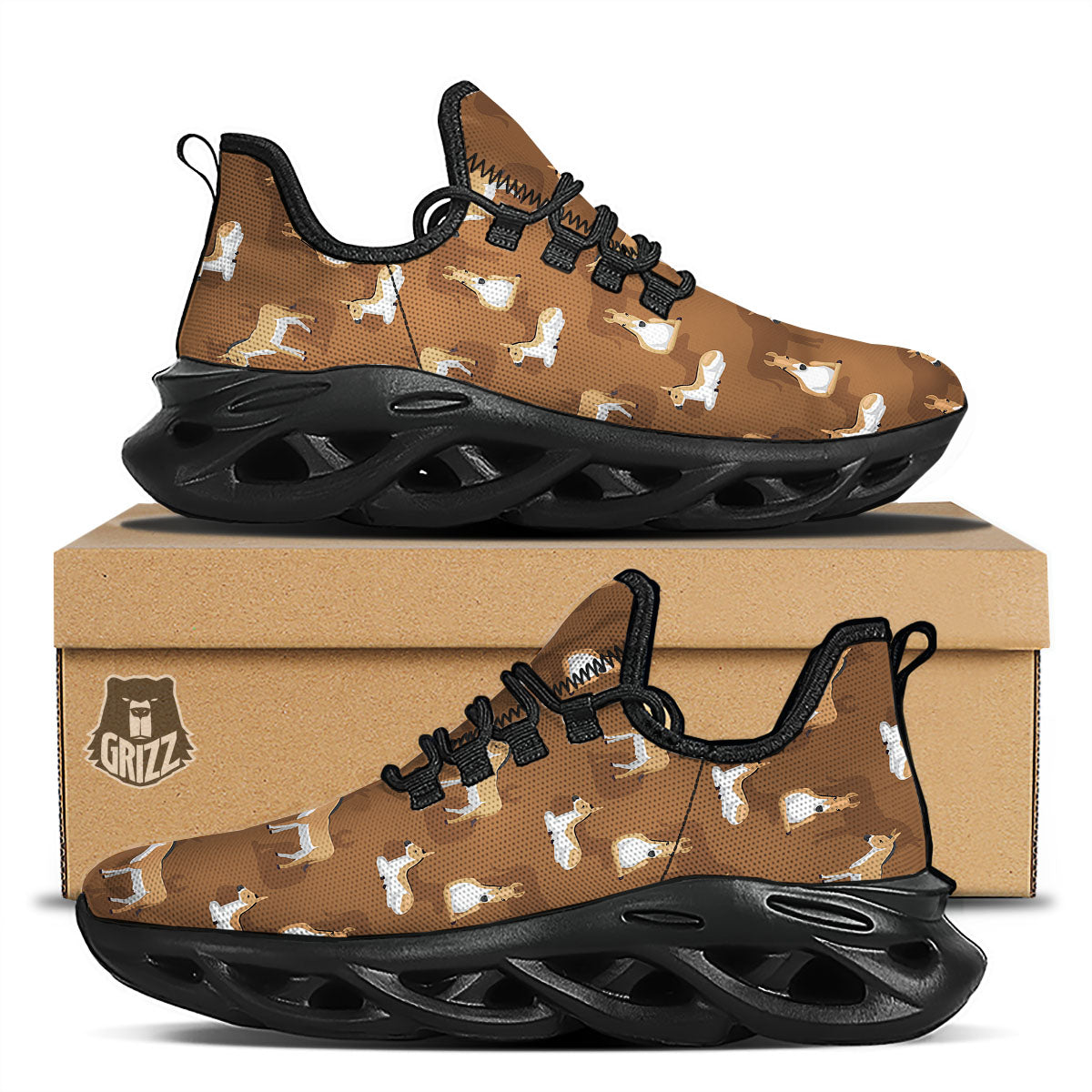 Kulan Donkey Cartoon Print Pattern Black Running Shoes-grizzshop