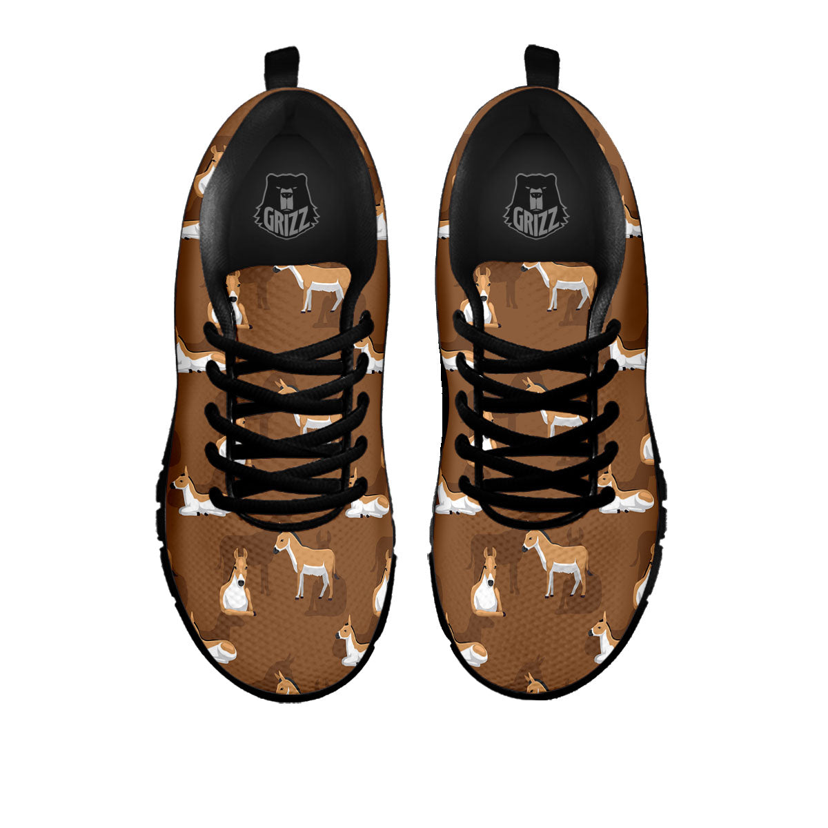 Kulan Donkey Cartoon Print Pattern Black Sneaker-grizzshop