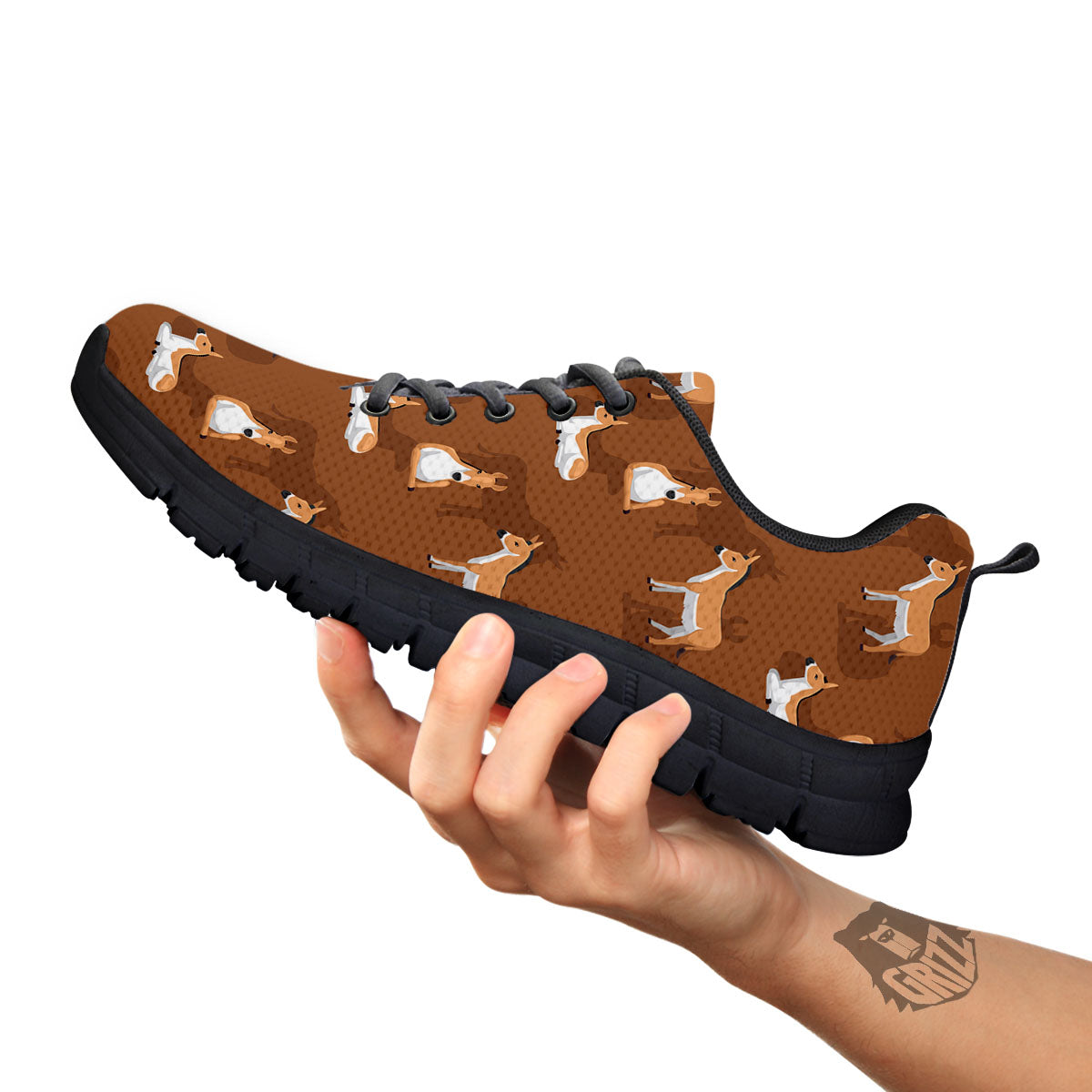 Kulan Donkey Cartoon Print Pattern Black Sneaker-grizzshop