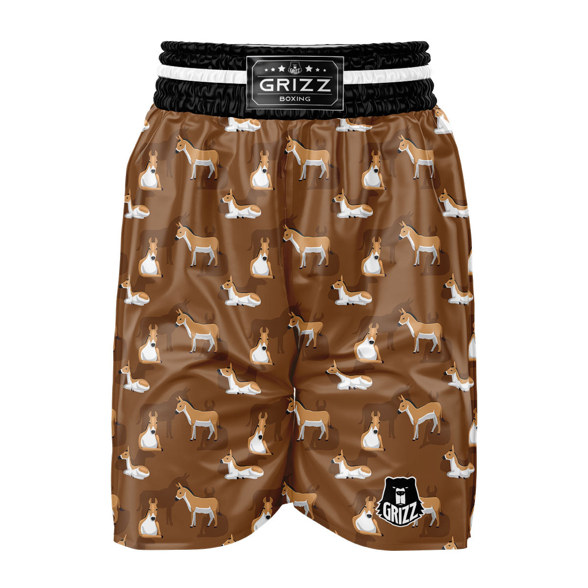 Kulan Donkey Cartoon Print Pattern Boxing Shorts-grizzshop