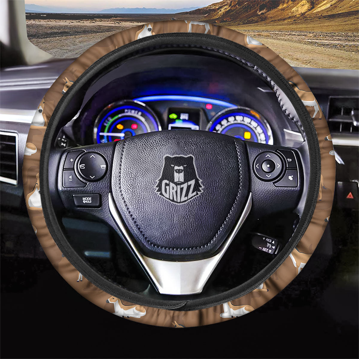 Kulan Donkey Cartoon Print Pattern Car Steering Wheel Cover-grizzshop