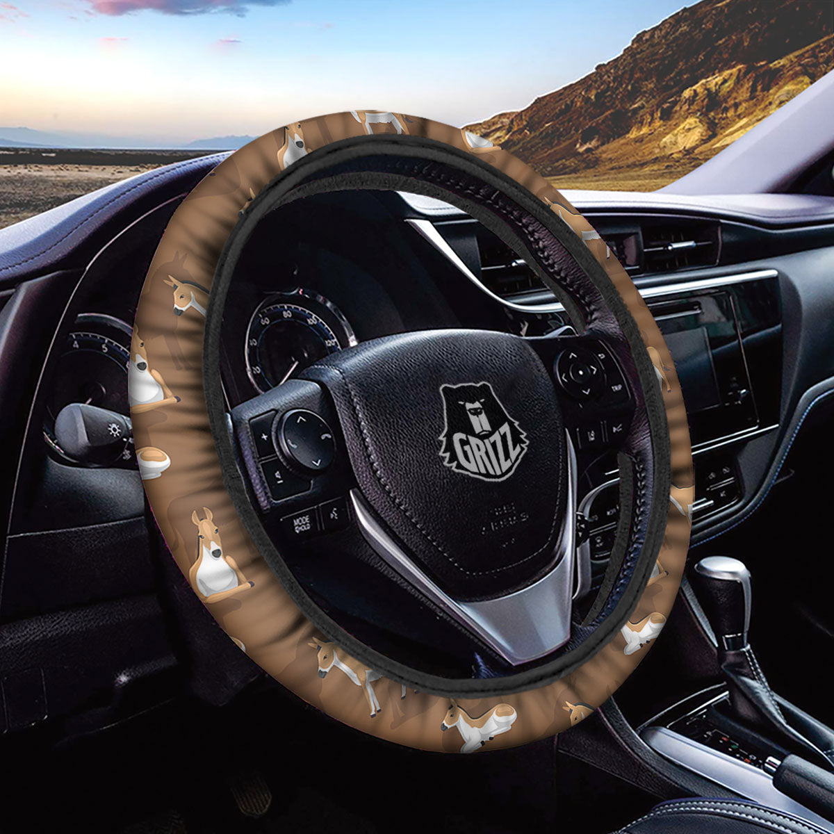 Kulan Donkey Cartoon Print Pattern Car Steering Wheel Cover-grizzshop