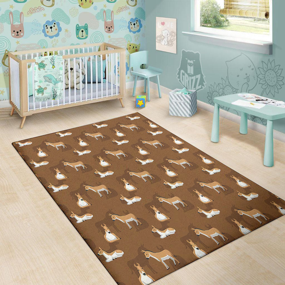 Kulan Donkey Cartoon Print Pattern Floor Mat-grizzshop
