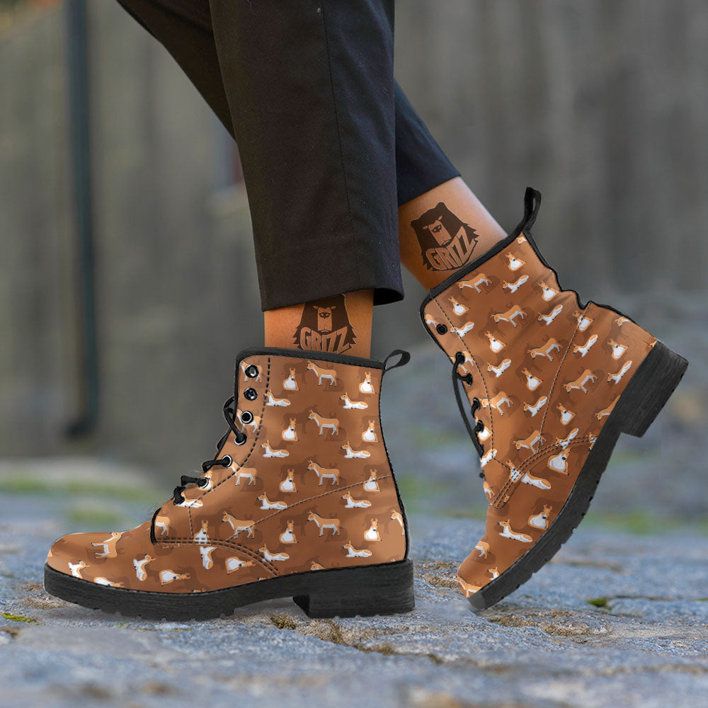 Kulan Donkey Cartoon Print Pattern Leather Boots-grizzshop