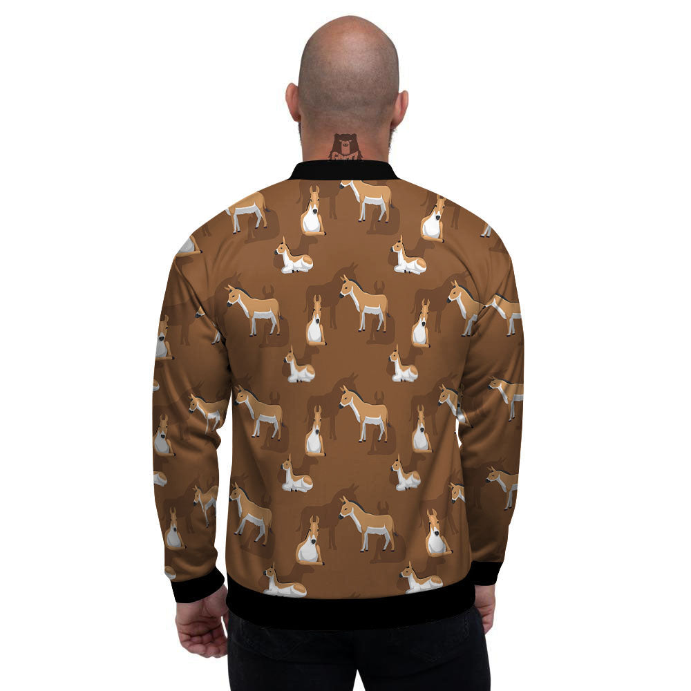 Kulan Donkey Cartoon Print Pattern Men's Bomber Jacket-grizzshop
