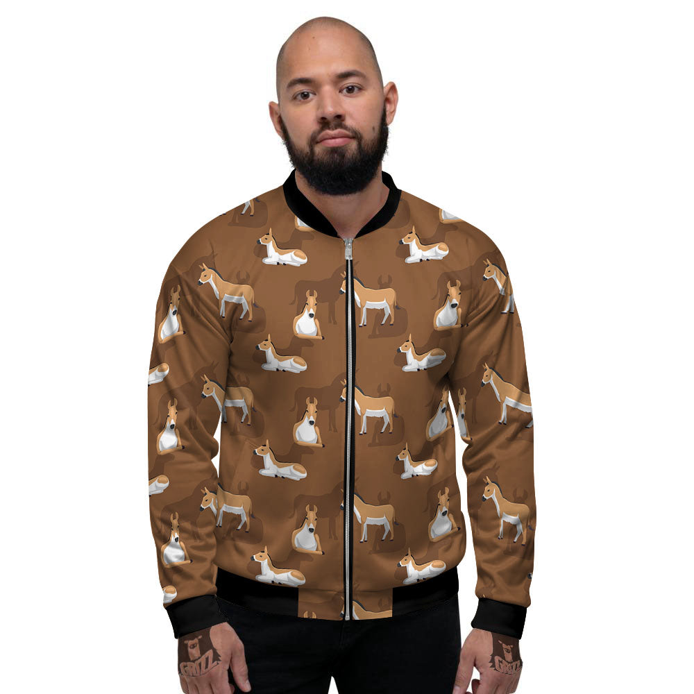 Kulan Donkey Cartoon Print Pattern Men's Bomber Jacket-grizzshop