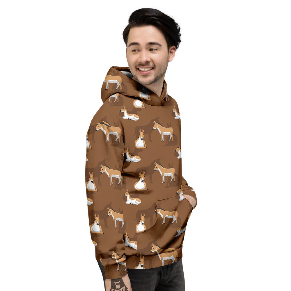 Kulan Donkey Cartoon Print Pattern Men's Hoodie-grizzshop