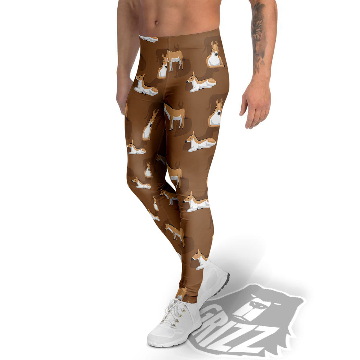 Kulan Donkey Cartoon Print Pattern Men's Leggings-grizzshop