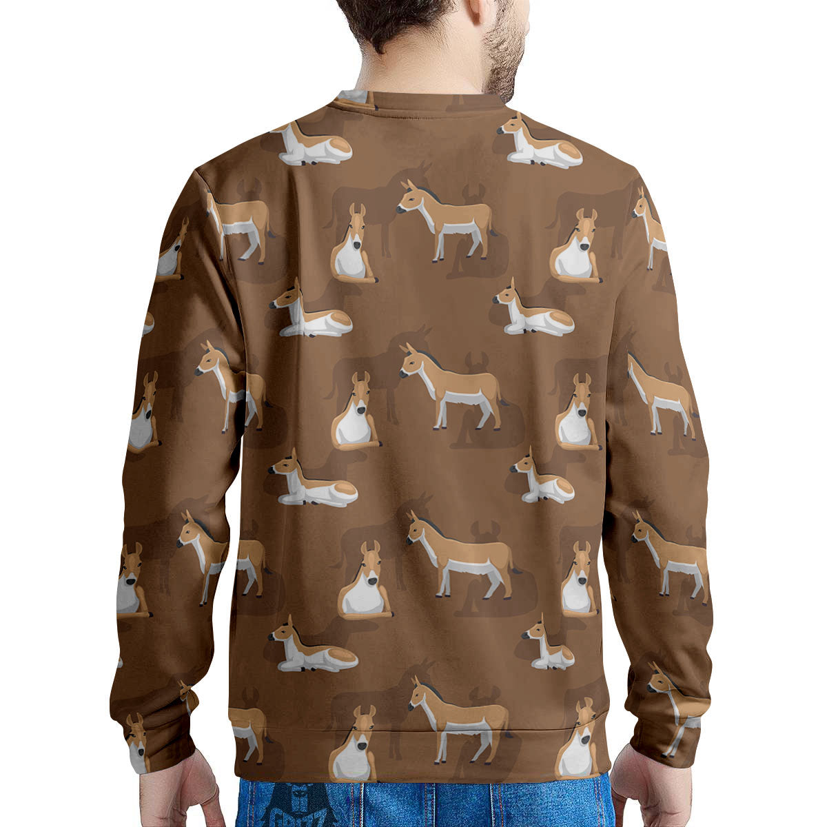 Kulan Donkey Cartoon Print Pattern Men's Sweatshirt-grizzshop