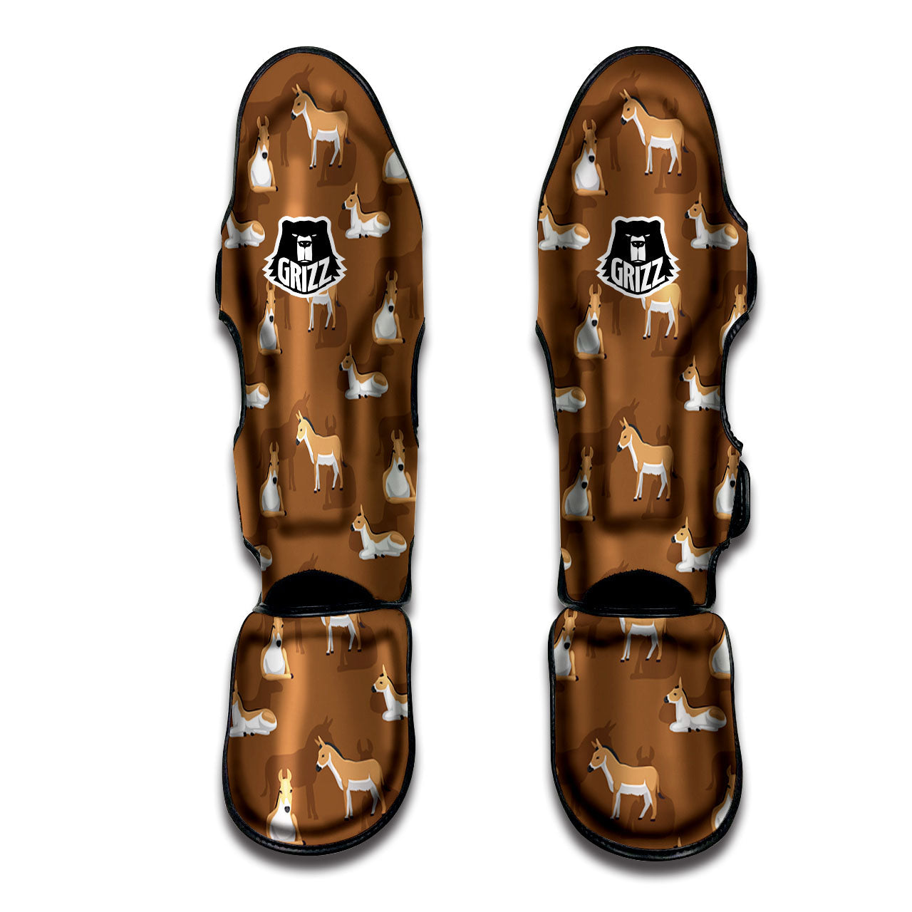 Kulan Donkey Cartoon Print Pattern Muay Thai Shin Guards-grizzshop