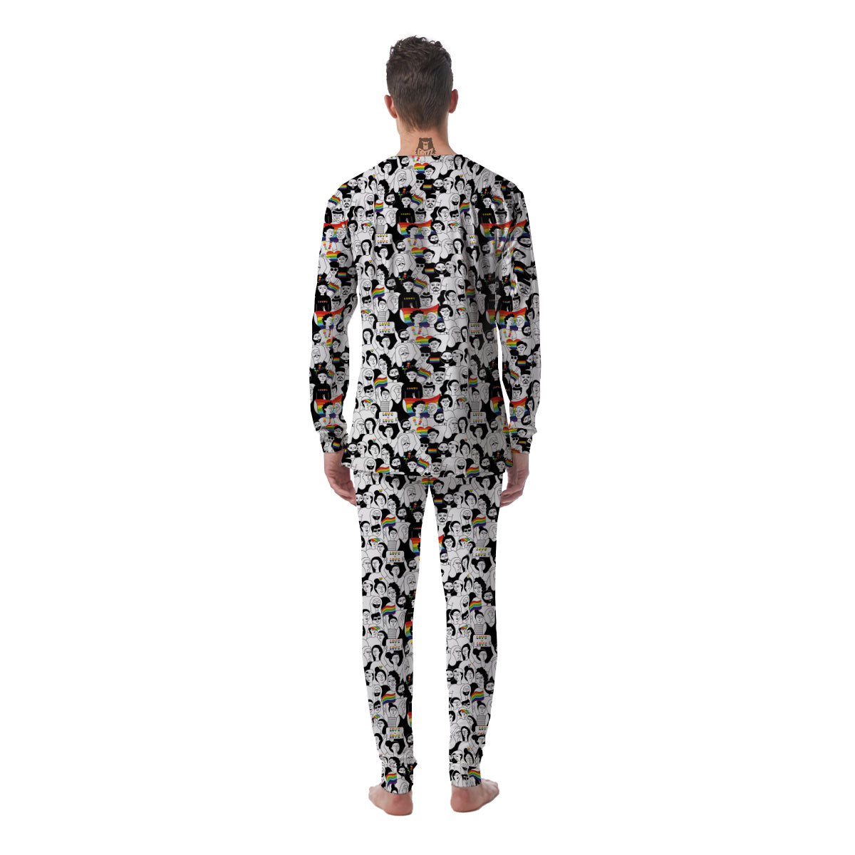 LGBT Doodle Pride Parade Print Pattern Men's Pajamas-grizzshop