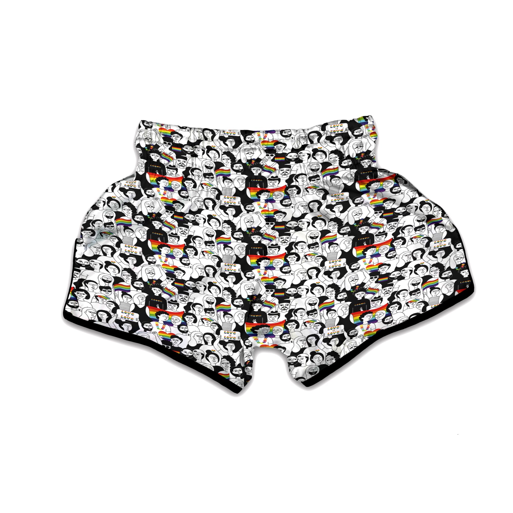 LGBT Doodle Pride Parade Print Pattern Muay Thai Boxing Shorts-grizzshop