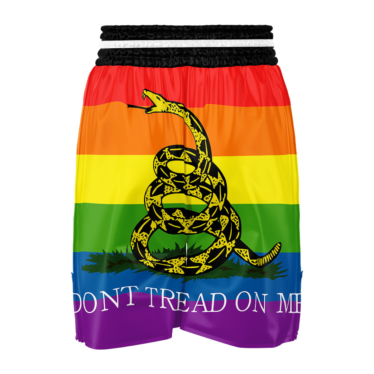 LGBT Gadsden Rainbow Flag Print Boxing Shorts-grizzshop