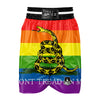 LGBT Gadsden Rainbow Flag Print Boxing Shorts-grizzshop