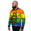 LGBT Gadsden Rainbow Flag Print Men's Bomber Jacket-grizzshop