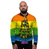 LGBT Gadsden Rainbow Flag Print Men's Bomber Jacket-grizzshop