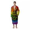 LGBT Gadsden Rainbow Flag Print Men's Robe-grizzshop