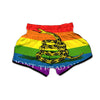 LGBT Gadsden Rainbow Flag Print Muay Thai Boxing Shorts-grizzshop
