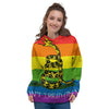 LGBT Gadsden Rainbow Flag Print Women's Hoodie-grizzshop