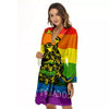 LGBT Gadsden Rainbow Flag Print Women's Robe-grizzshop