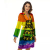 LGBT Gadsden Rainbow Flag Print Women's Robe-grizzshop