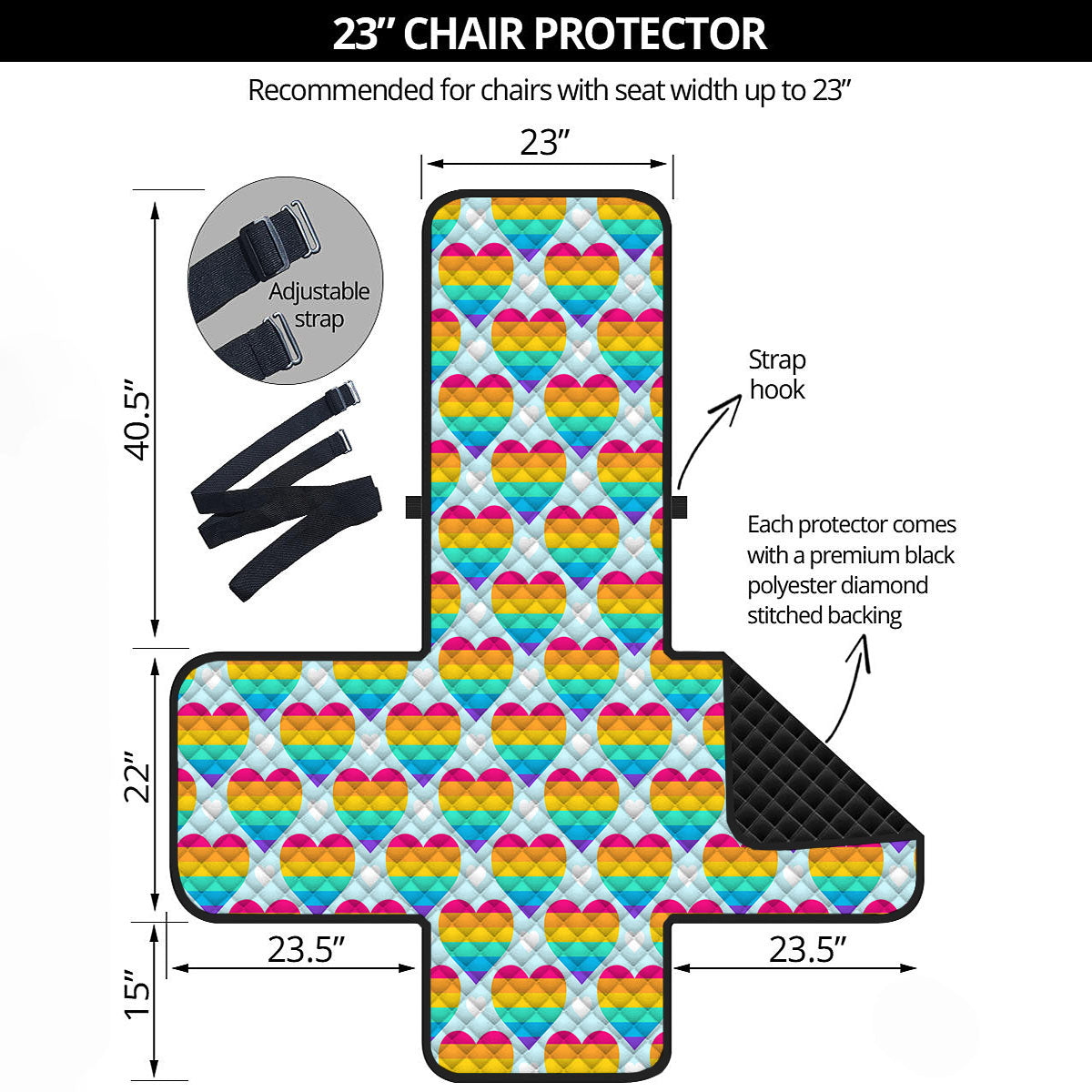 LGBT Heart Rainbow Print Pattern Armchair Protector-grizzshop