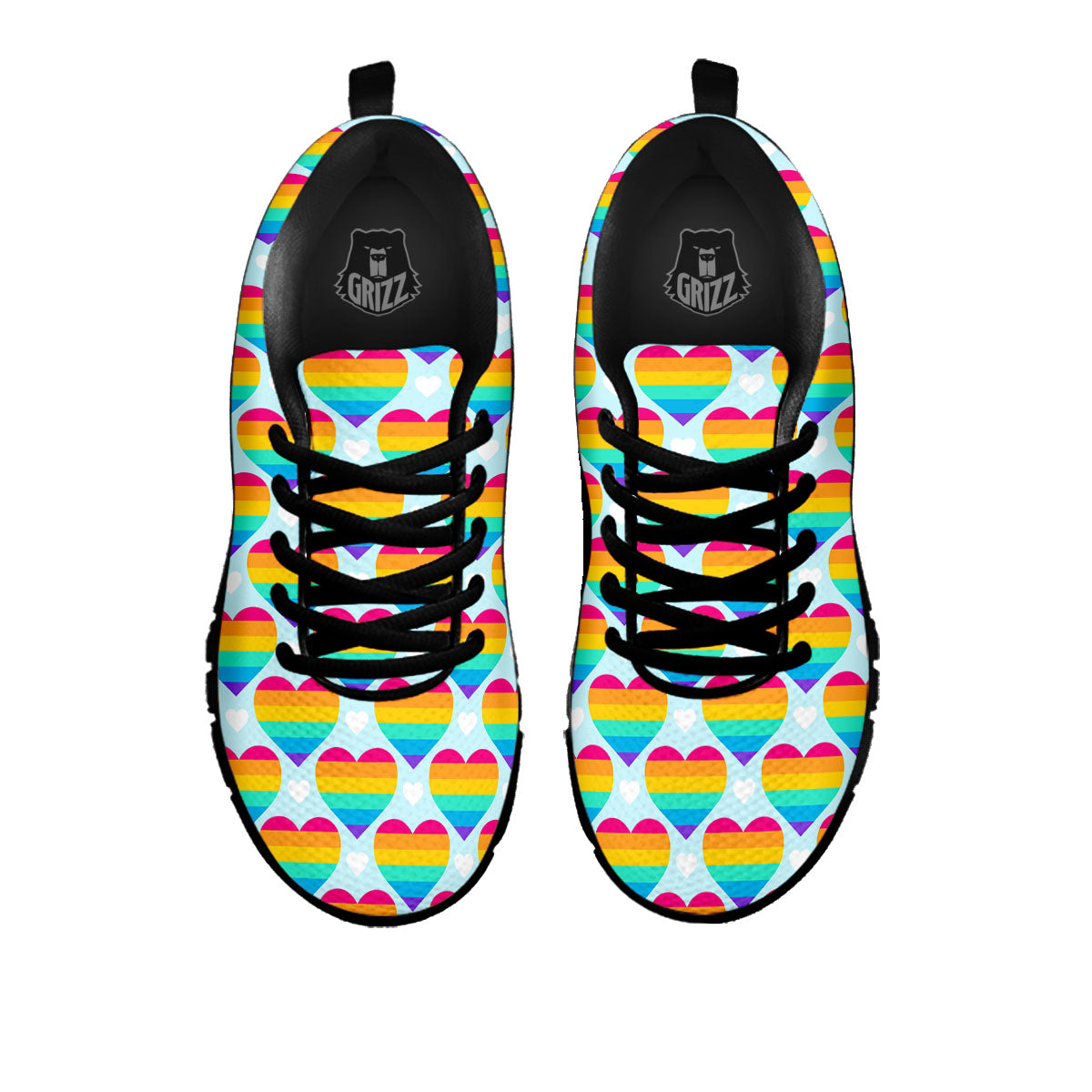 LGBT Heart Rainbow Print Pattern Black Sneaker-grizzshop