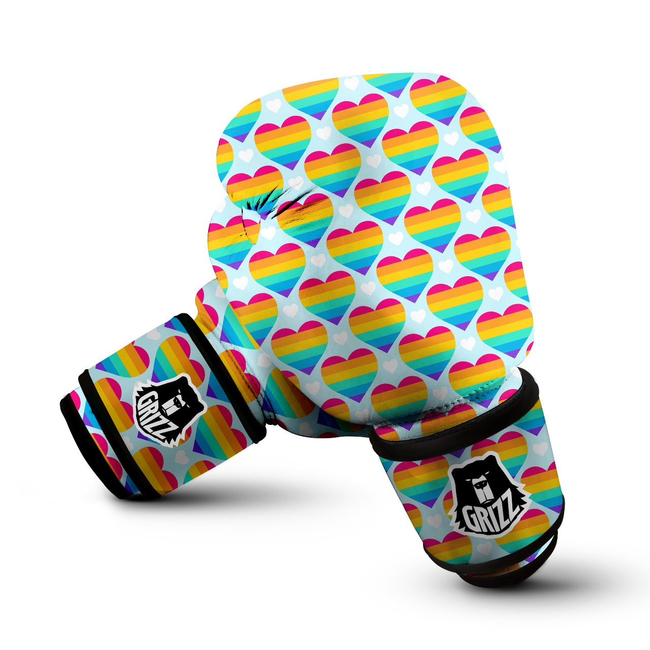 LGBT Heart Rainbow Print Pattern Boxing Gloves-grizzshop