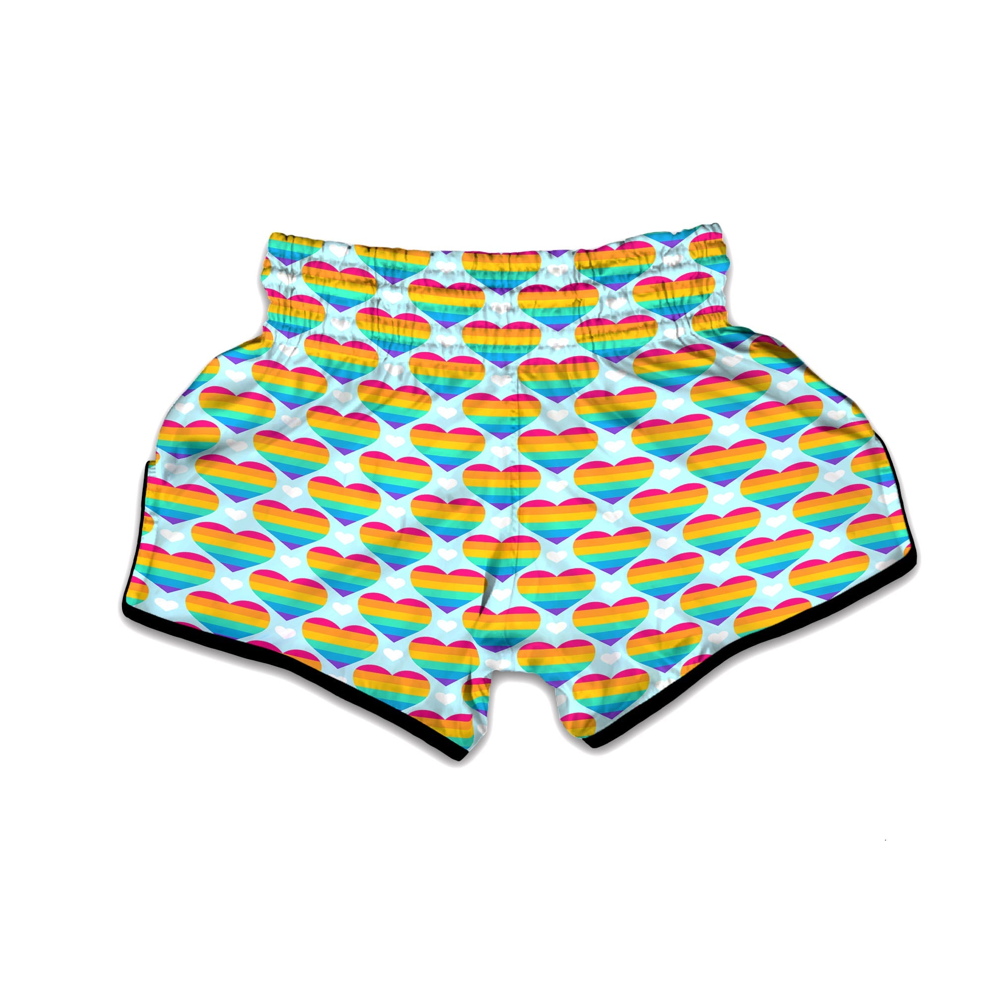 LGBT Heart Rainbow Print Pattern Muay Thai Boxing Shorts-grizzshop