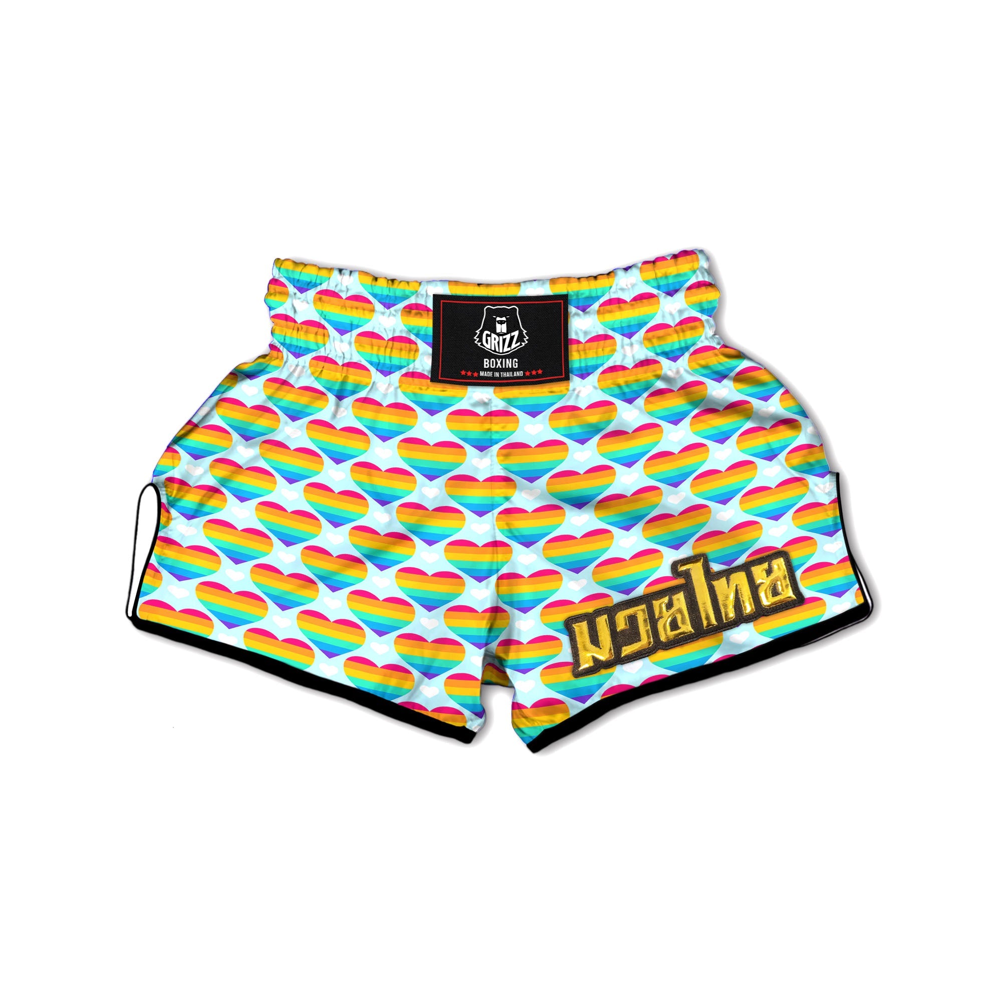 LGBT Heart Rainbow Print Pattern Muay Thai Boxing Shorts-grizzshop