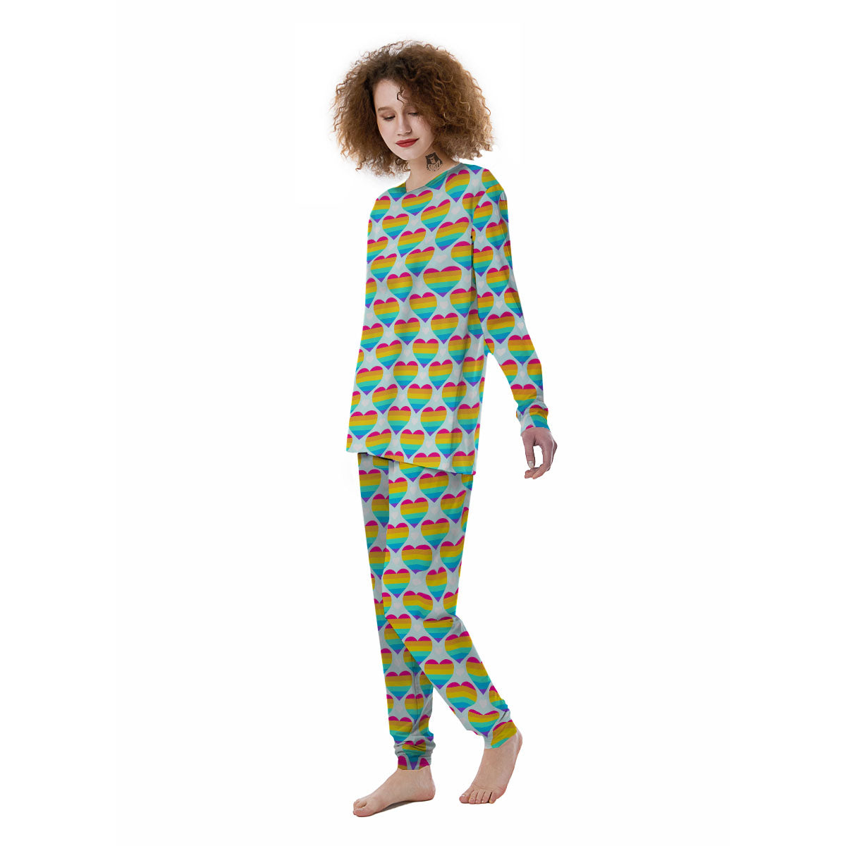 LGBT Heart Rainbow Print Pattern Women's Pajamas-grizzshop