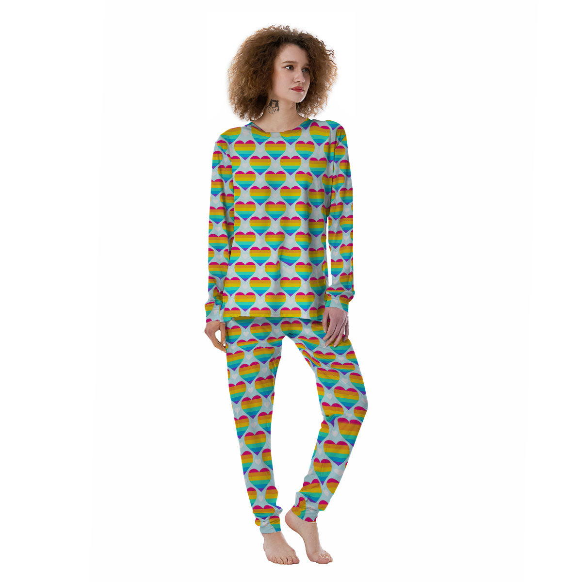 LGBT Heart Rainbow Print Pattern Women's Pajamas-grizzshop