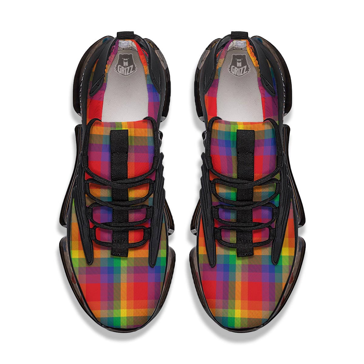 LGBT Plaid Rainbow Print Pattern Black Gym Shoes-grizzshop