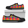 LGBT Plaid Rainbow Print Pattern Black Low Top Shoes-grizzshop