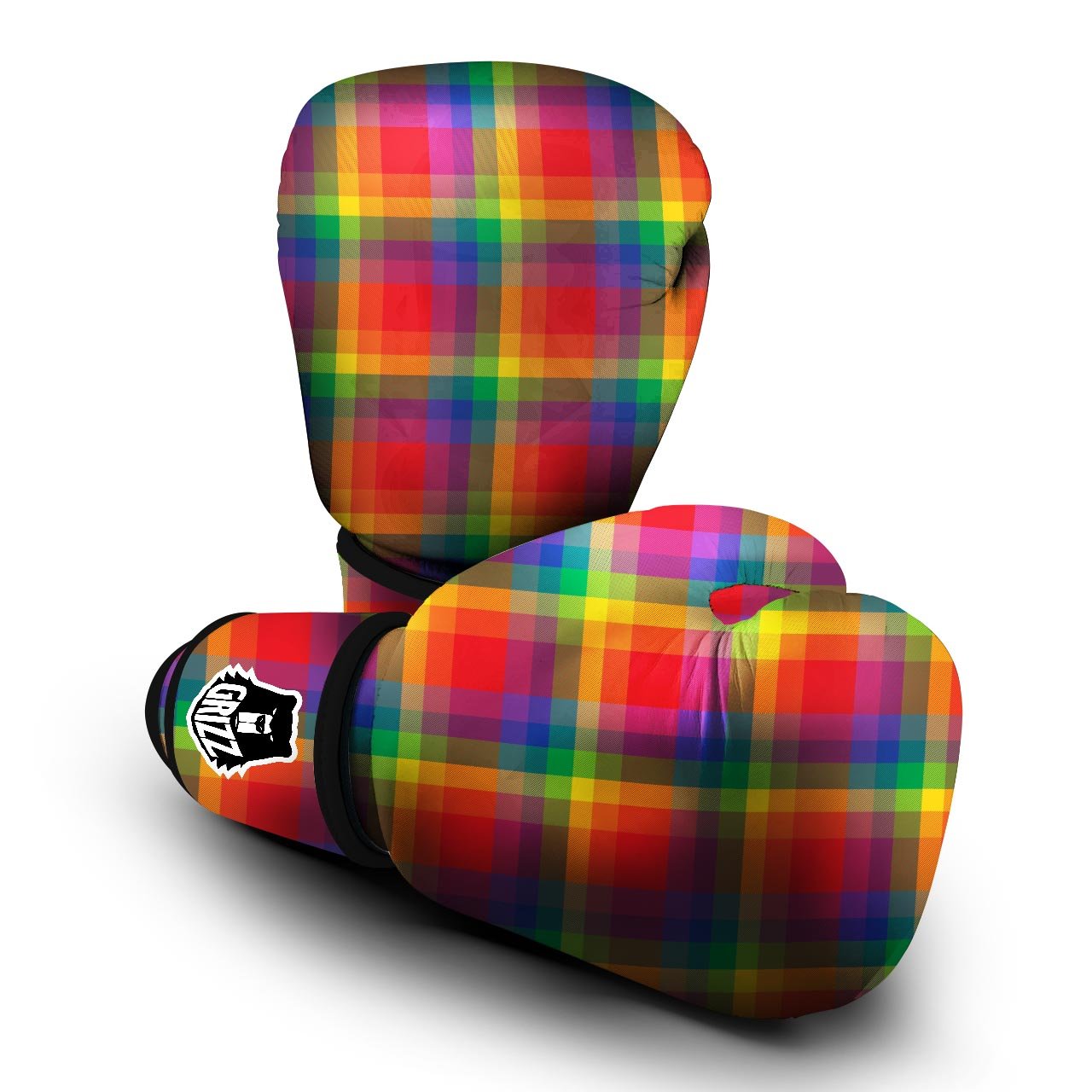 LGBT Plaid Rainbow Print Pattern Boxing Gloves-grizzshop